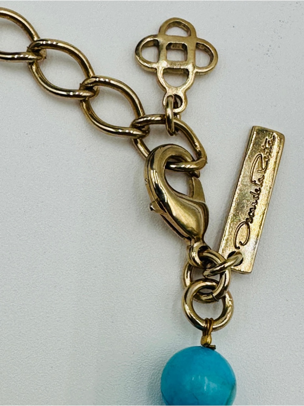 Oscar de la Renta Natural Turquoise statement necklace circa early 2000's - Picture 7 of 9